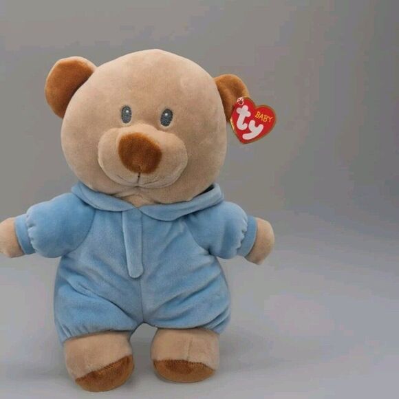 Baby TY -  PJ Bear Blue (2021)  -New BabyTy Stuffed Animal Plush - Picture 1 of 5